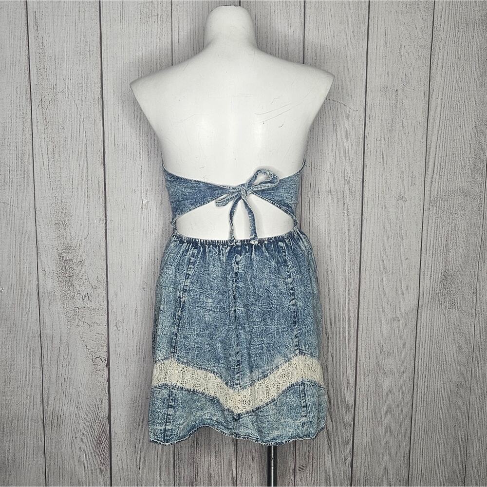 Flying Tomato Acid Wash Print Strapless Open Back Mini Dress, size Large - Picture 3 of 4